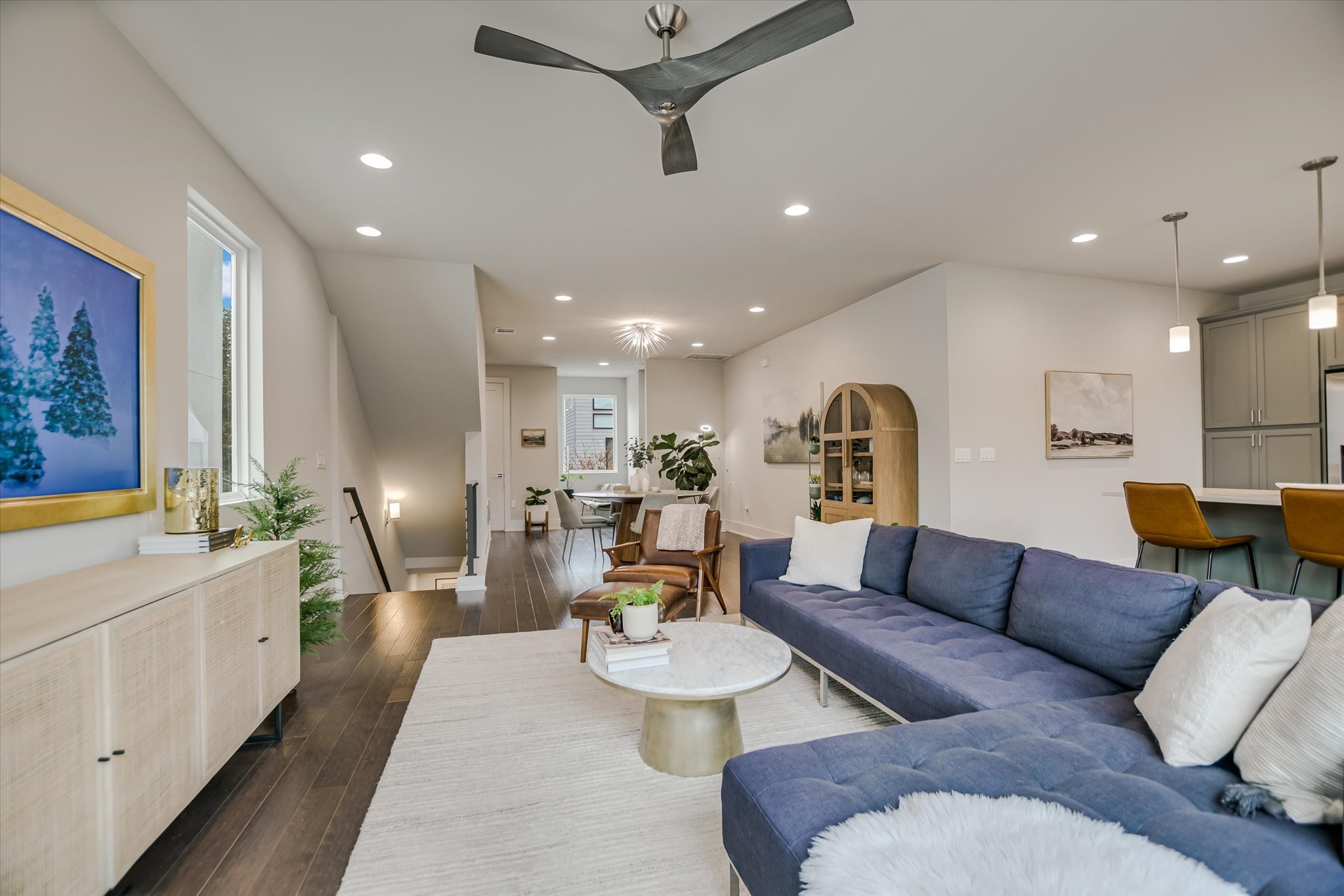 5212 Pink Poppy Pass, Unit 20 Austin, TX 78735 - Photo 5 of 24 Living area with recessed lighting and dark wood-style flooring