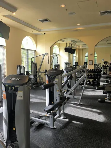 a view of a room with gym equipment