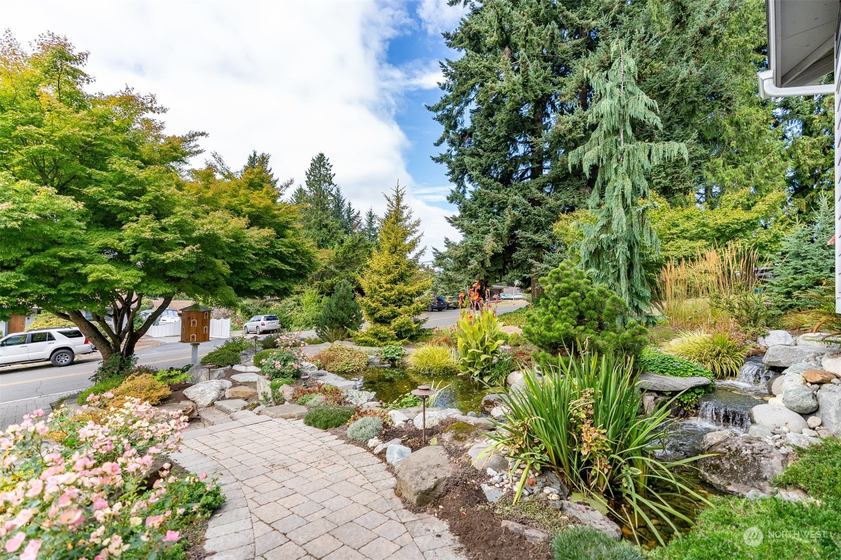 24301 7th Place West Bothell, WA 98021 - Photo 34 of 40 a view of a garden with plants and large trees