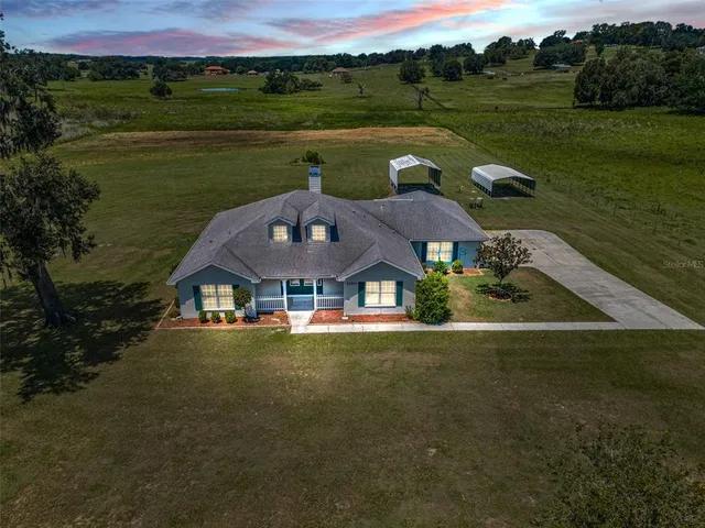 an aerial view of a house
