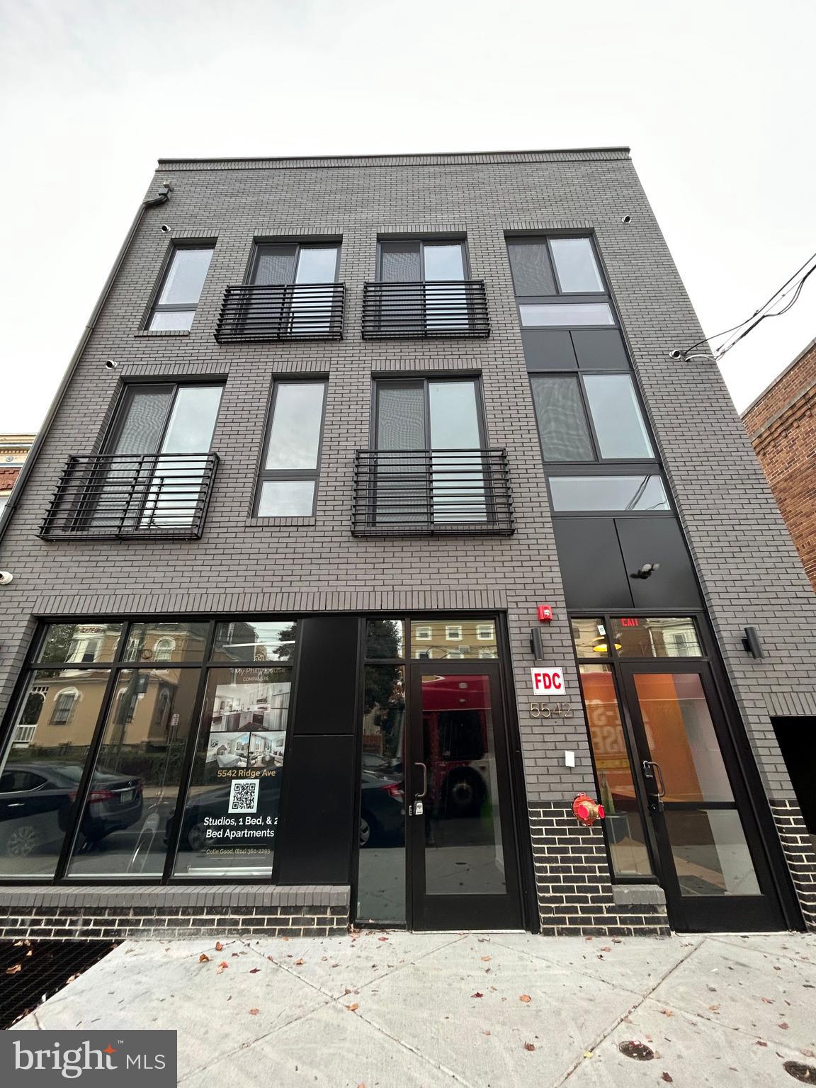 a front view of a building