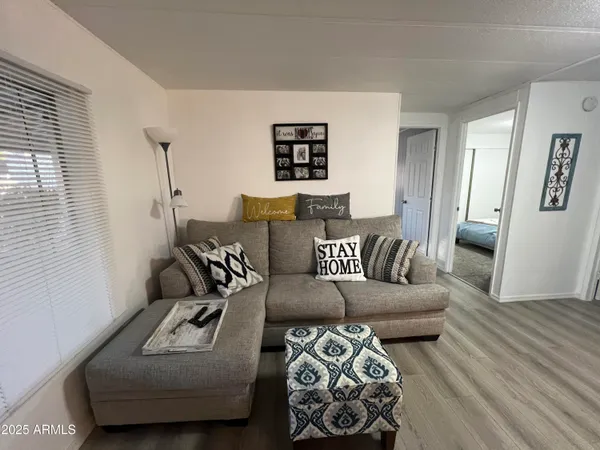 a living room with furniture and a couch