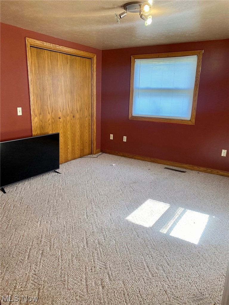 11043 Lippincott Road East Rochester, OH 44625 - Photo 32 of 34 Unfurnished bedroom with light colored carpet, a closet, and ceiling fan