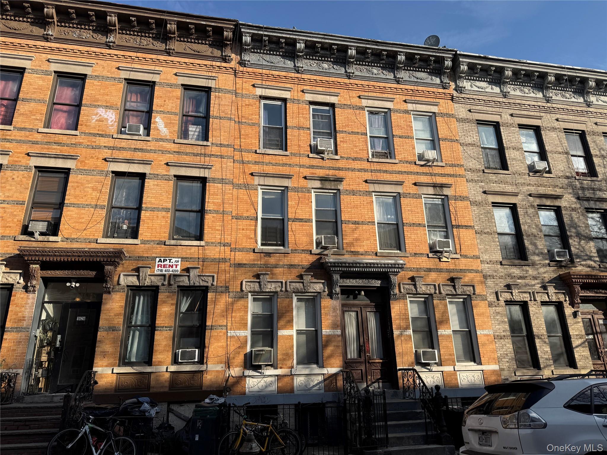 a front view of a building