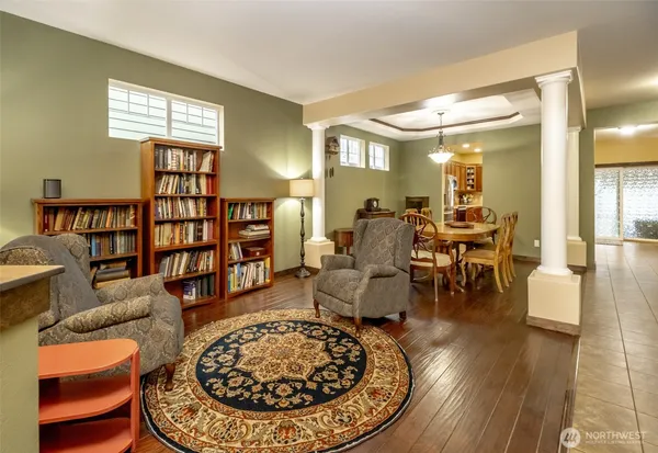 a living room with furniture and a couch