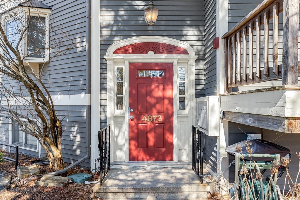 a front view of a building with glass door