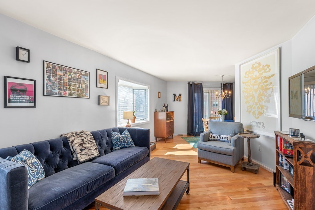 4873 Washington Street, Unit 1 Boston, MA 02132 - Photo 3 of 25 a living room with furniture and a flat screen tv