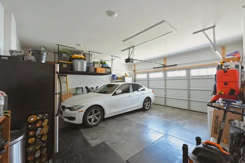 a car parked in a garage