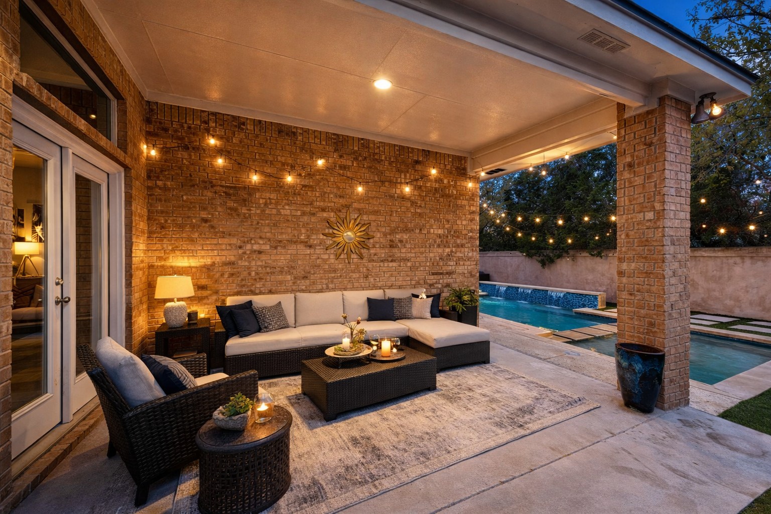320 El Socorro Lane Austin, TX 78732 - Photo 8 of 40 a outdoor space with patio furniture and a potted plant
