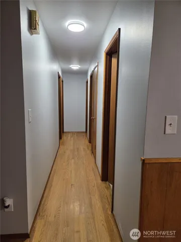 a view of hallway with stairs