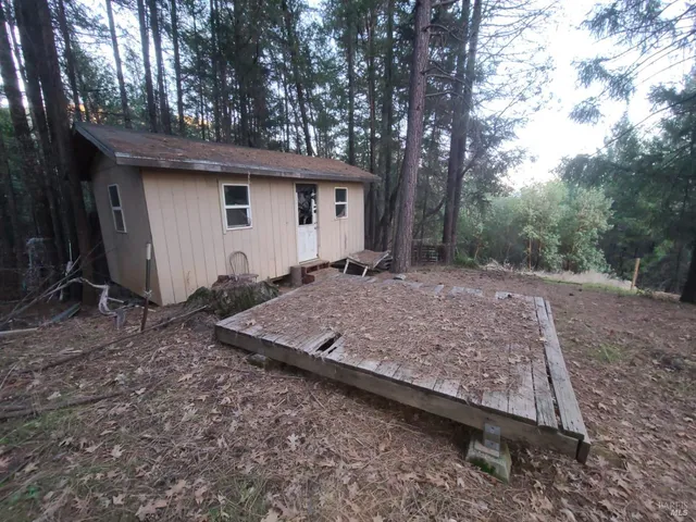 a view of a house with a yard and large tree