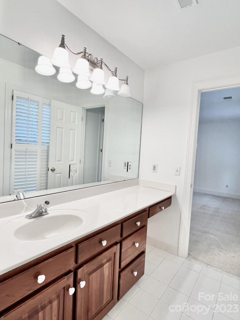 5614 Laurium Road Charlotte, NC 28226 - Photo 31 of 40 a bathroom with a sink vanity and a mirror