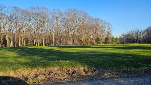 a view of a golf course with a garden