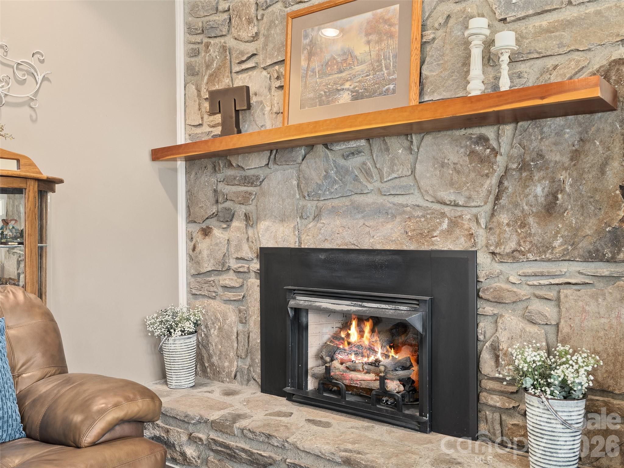 1672 Worley Cove Road Canton, NC 28716 - Photo 13 of 39 a living room with furniture a fireplace and a fireplace