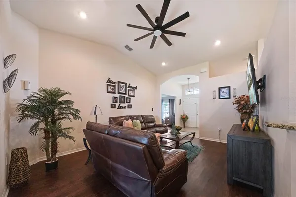 a living room with furniture