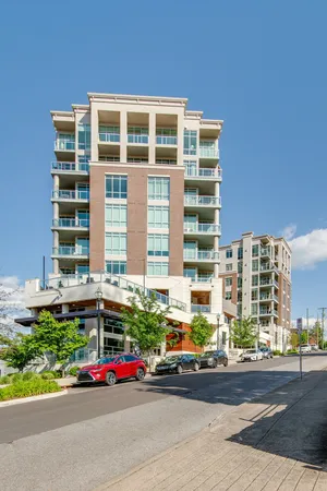 a front view of multi story residential apartment building