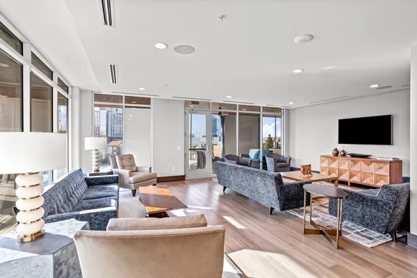 a view of a city that has tall buildings