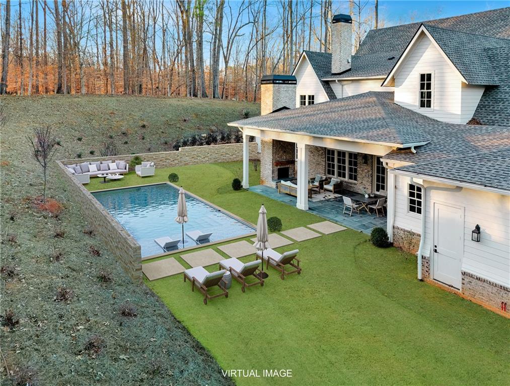 125 Laurel Brk Lane Canton, GA 30115 - Photo 3 of 50 an aerial view of a house with swimming pool garden and patio