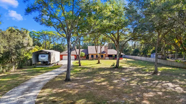a view of a playground with a tree