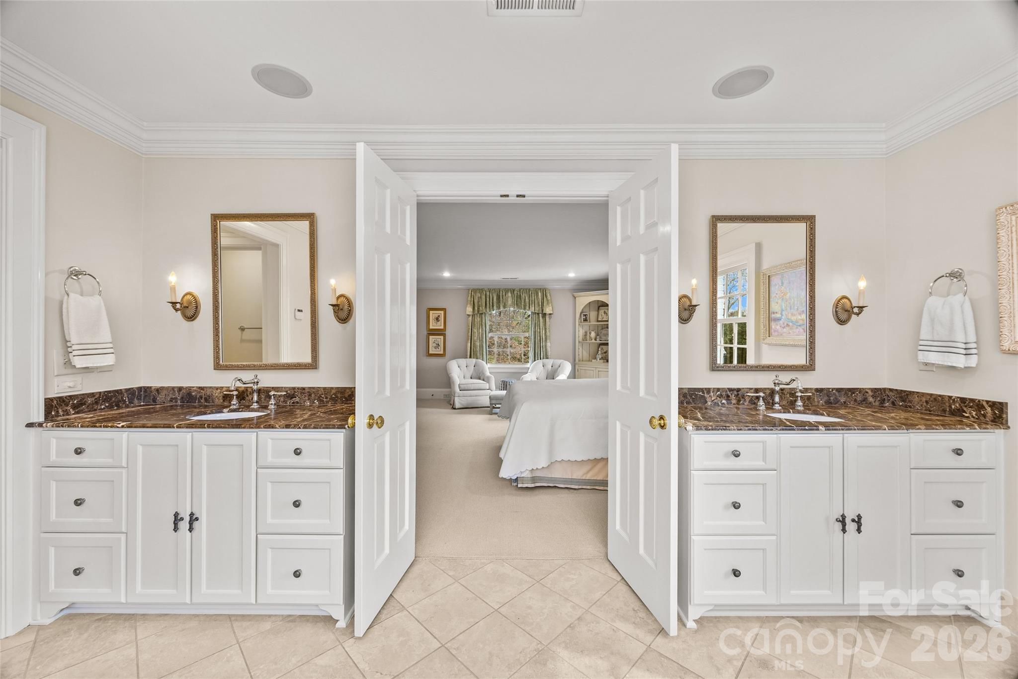 640 Colville Road Charlotte, NC 28207 - Photo 37 of 48 a spacious bathroom with a granite countertop sink and mirror