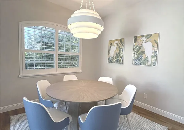 a table and chairs in a room