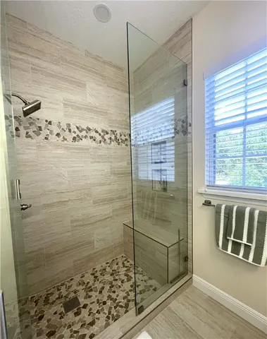 a bathroom with a shower