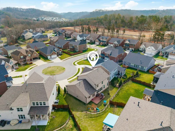 an aerial view of a house