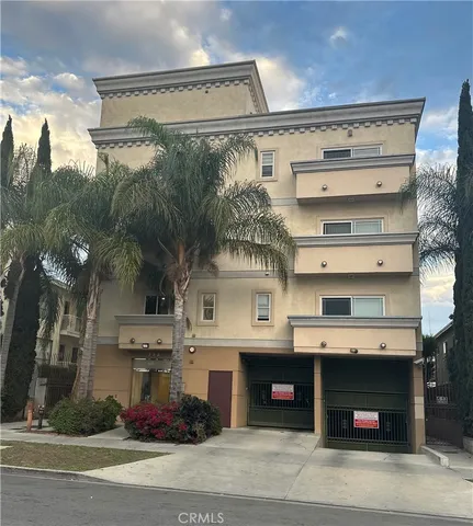 a view of a building and a street