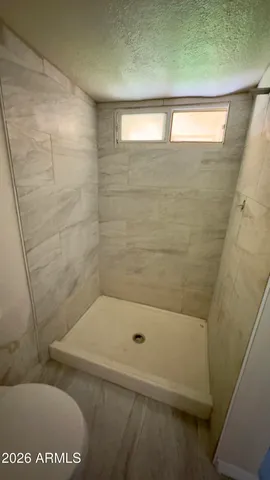 a bathroom with a bathtub