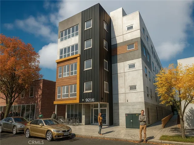 a car parked in front of a building