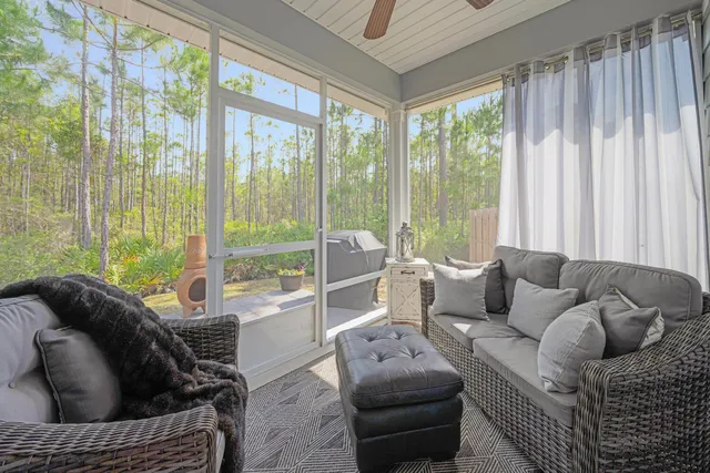 a house view with a outdoor seating space