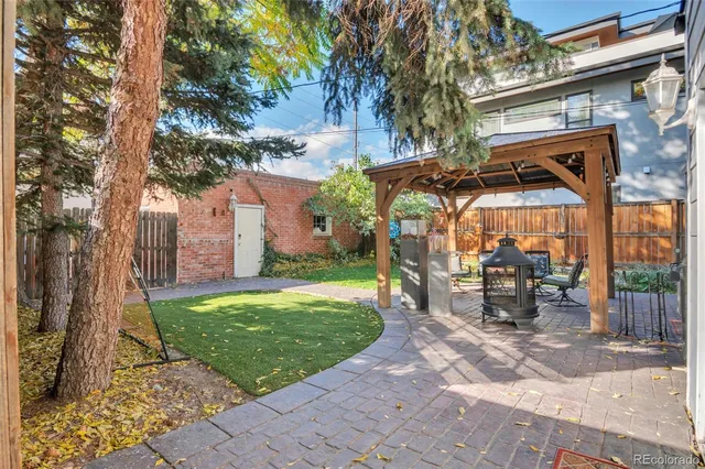 a view of a building with a patio