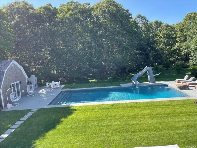 a view of a park with swings