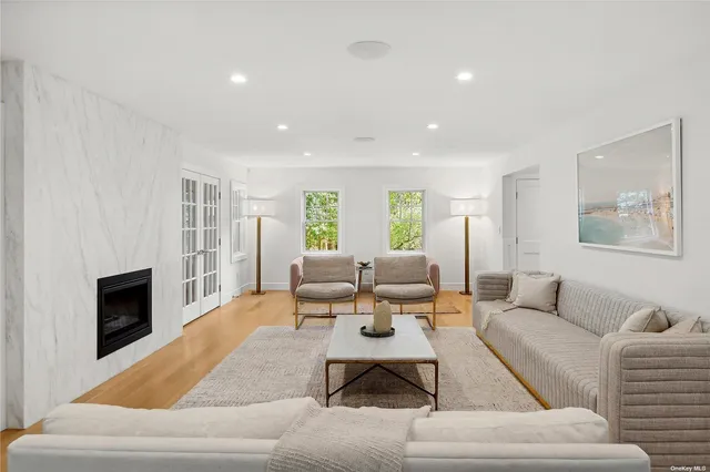 a living room with furniture or couch and a fireplace