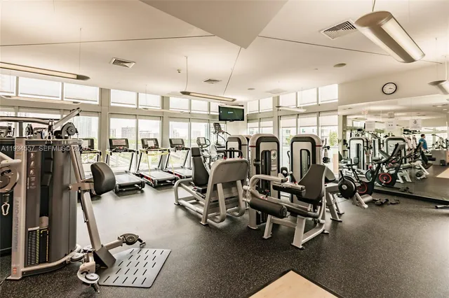 a view of a room with gym equipment