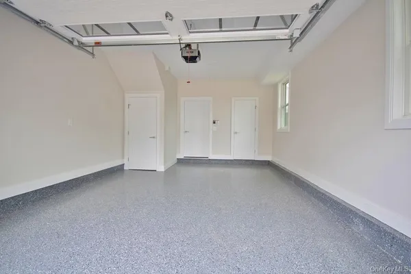 a view of a room with racks on the wall