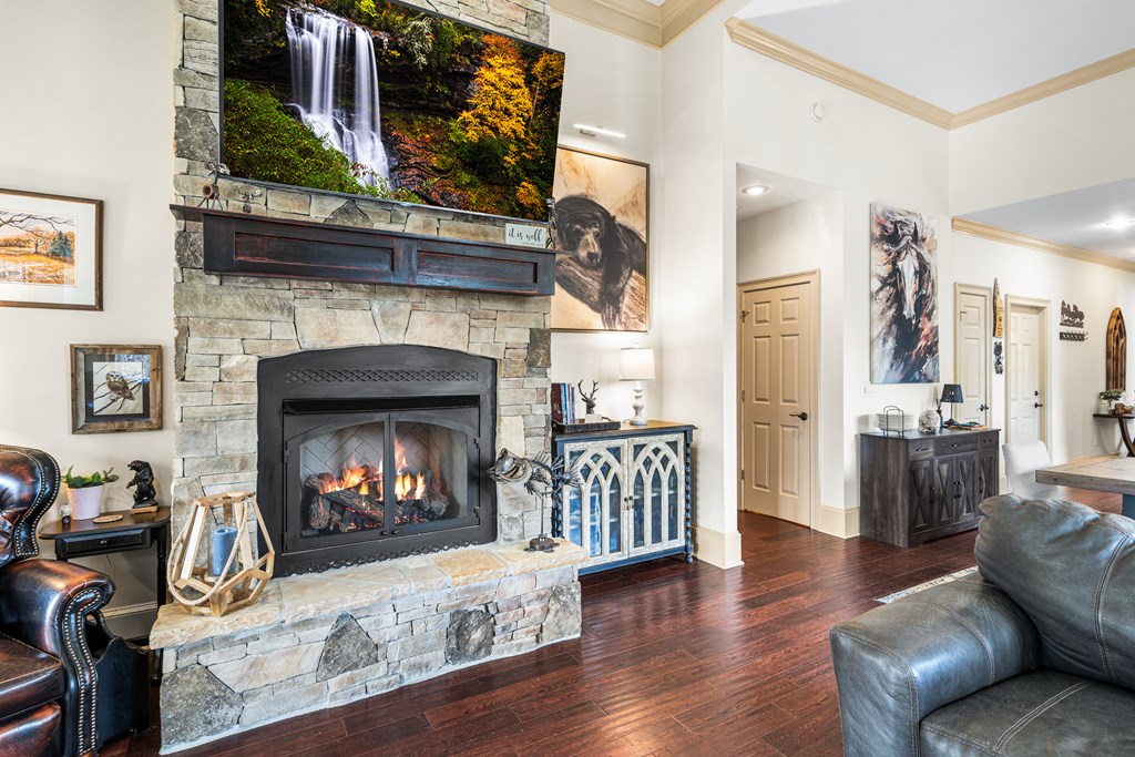 476 Licklog Ridge Hayesville, NC 28904 - Photo 12 of 41 a living room with furniture and a fireplace