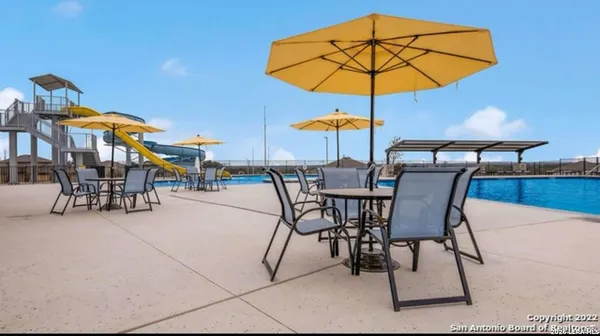 a view of a park with a slide