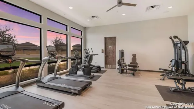 a view of a terrace with chairs