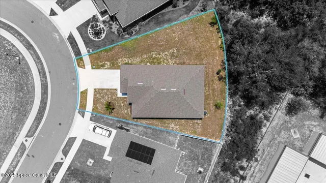 an aerial view of a house