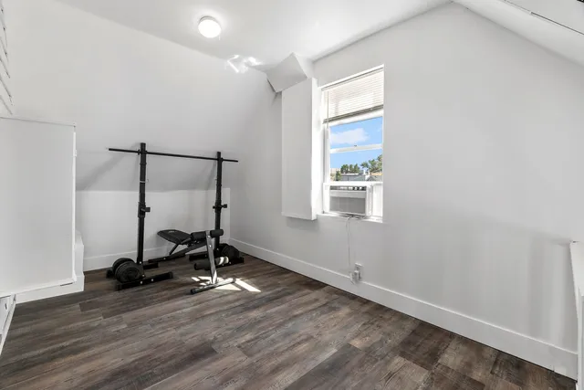 a view of a room with gym equipment