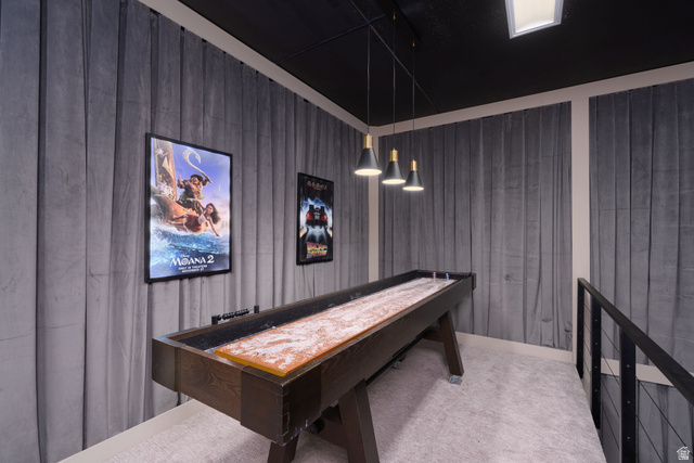687 South 2080th Street East Springville, UT 84663 - Photo 43 of 149 Recreation space featuring a dark ceiling, recessed lighting, and pendant light fixtures