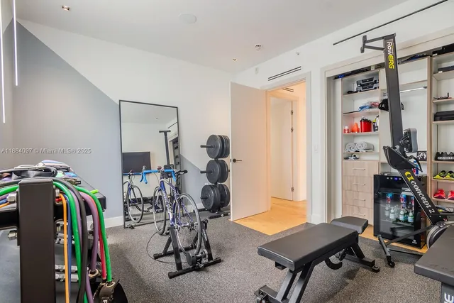 a view of a room with gym equipment
