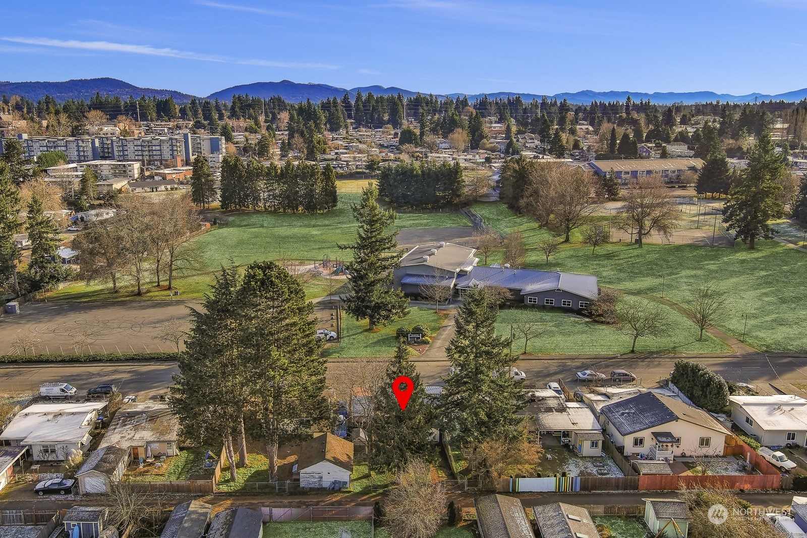 807 Edmonds Avenue Northeast Renton, WA 98056 - Photo 36 of 38 an aerial view of residential houses with outdoor space and trees