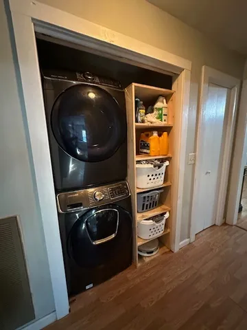 a utility room with dryer and washer