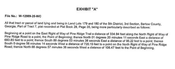$515,000 | 0 Pine Ridge Road Northwest, White, GA 30184
