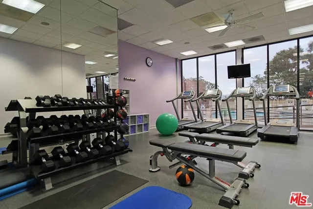 a room with gym equipment