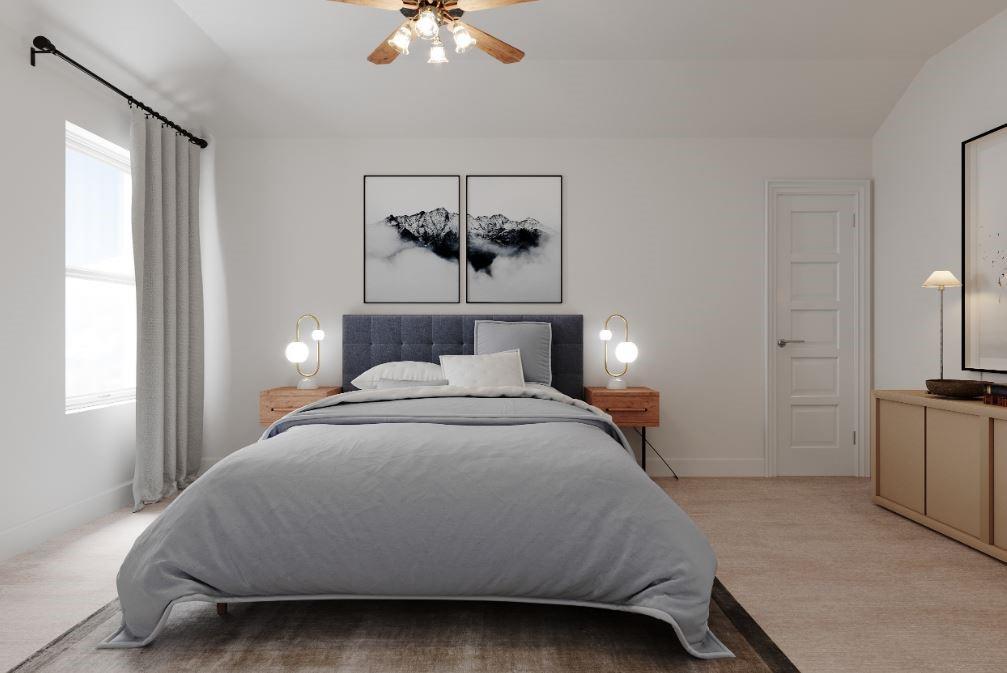 3521 Geranium Lane Venus, TX 76084 - Photo 20 of 22 a bedroom with a bed and a chandelier