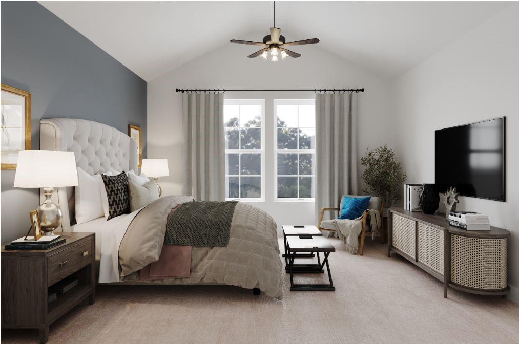 3521 Geranium Lane Venus, TX 76084 - Photo 13 of 22 a bedroom with bed chair and flat screen tv