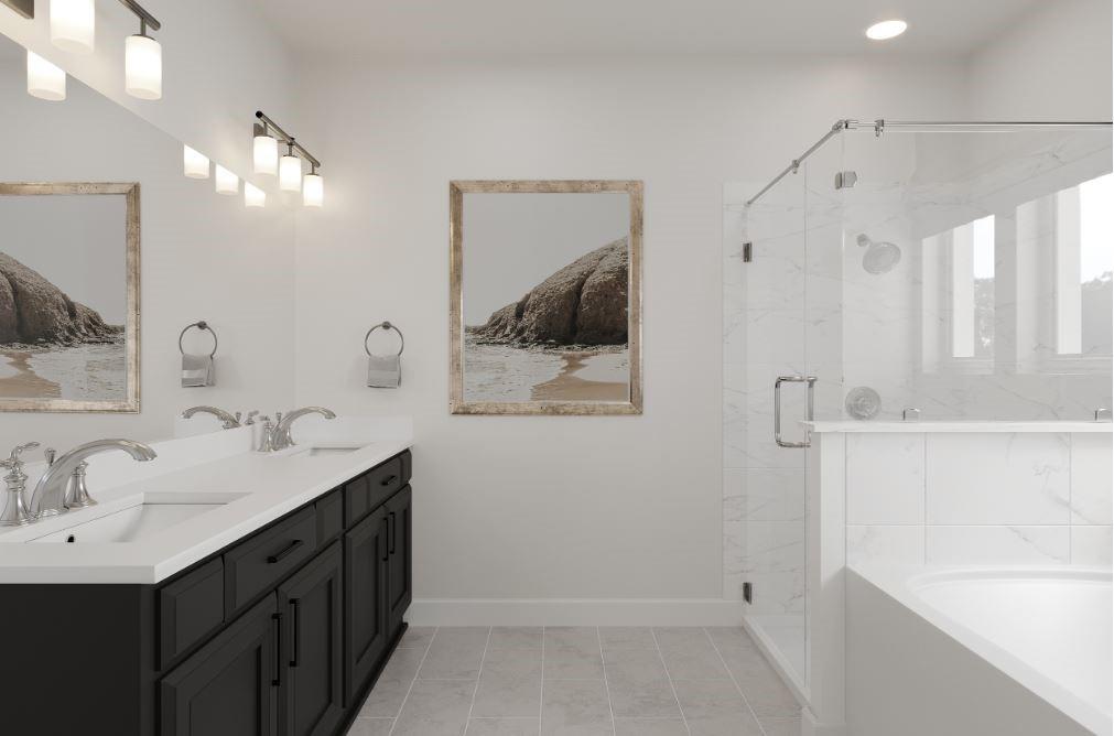 3521 Geranium Lane Venus, TX 76084 - Photo 14 of 22 a bathroom with a sink vanity tub and a mirror